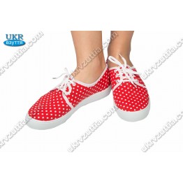 Женские мокасины горошек 104 красные