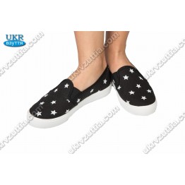 Женские мокасины слиппоны звезда черные 103