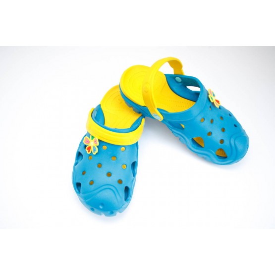 Подростковые сабо crocs 02 dreamstan бирюзово-желтые