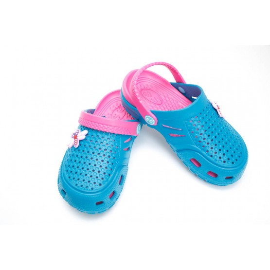 Детские сабо crocs dreamstan бирюзово-малиновые