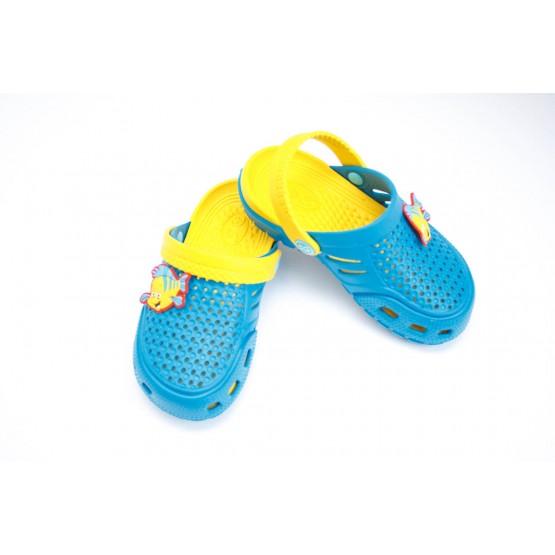 Детские сабо crocs dreamstan бирюзово-желтые