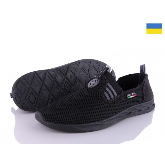 Мужские мокасины сетка 174-2101 черный