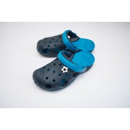 Подростковые шлепанцы Сабо crocs-02 т.син -бирюза