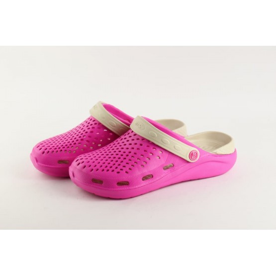 Женские Сабо crocs-02 малина-беж Женские Сабо crocs-02 малина-беж