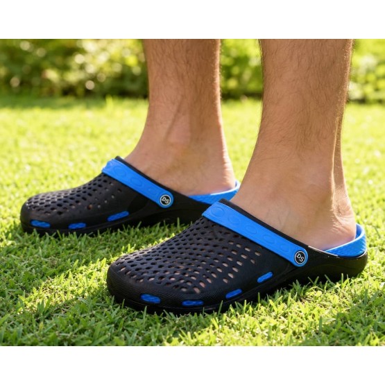  Мужские Сабо crocs-02 черн-синие