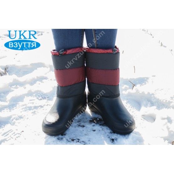 Женские дутики снежинка TS бордовые